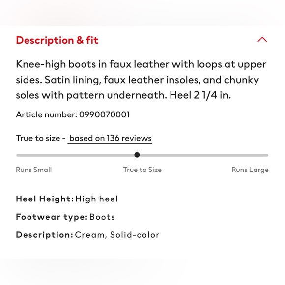 H&M - Knee-High Cream Boots (Size US 7) - Picture 6 of 12